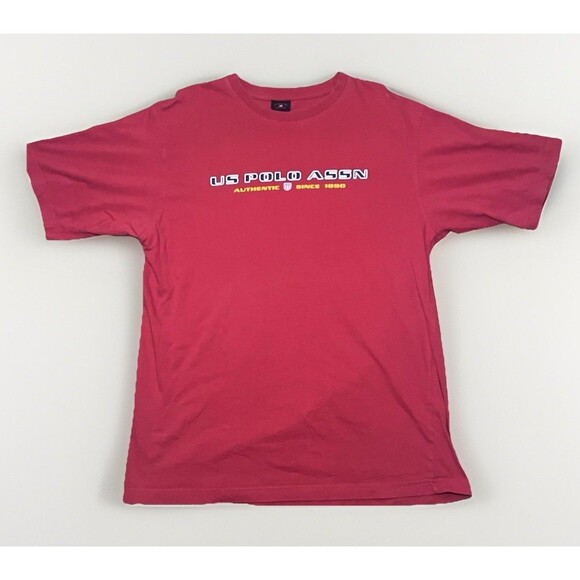 Polo Ralph Lauren Y2K 00s “Authentic Since 1980” Red Graphic Tee L - Picture 1 of 6